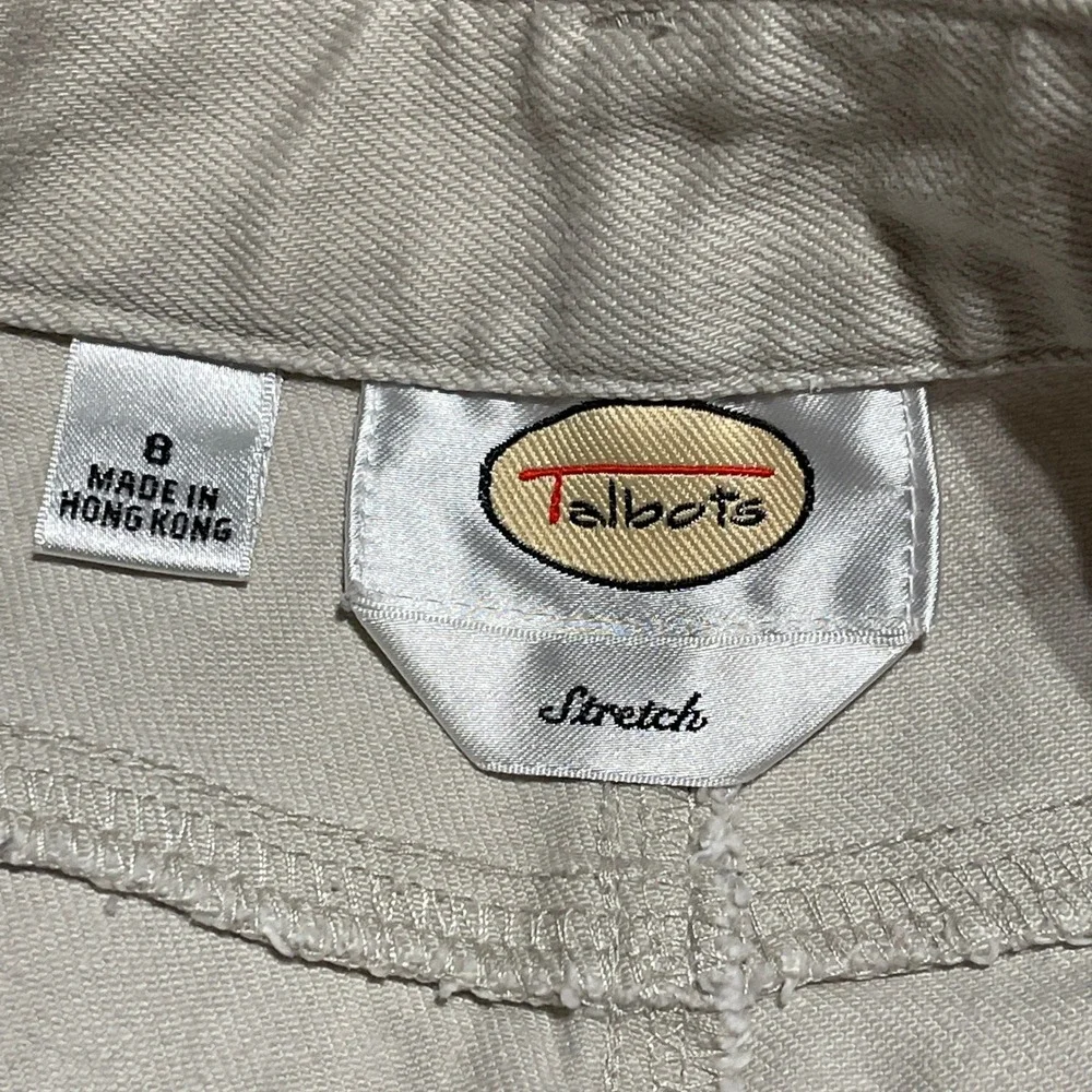 Talbots Stretch Womens Straight Leg Beige 5 Pocket Jeans Pants Size 8 Casual EUC